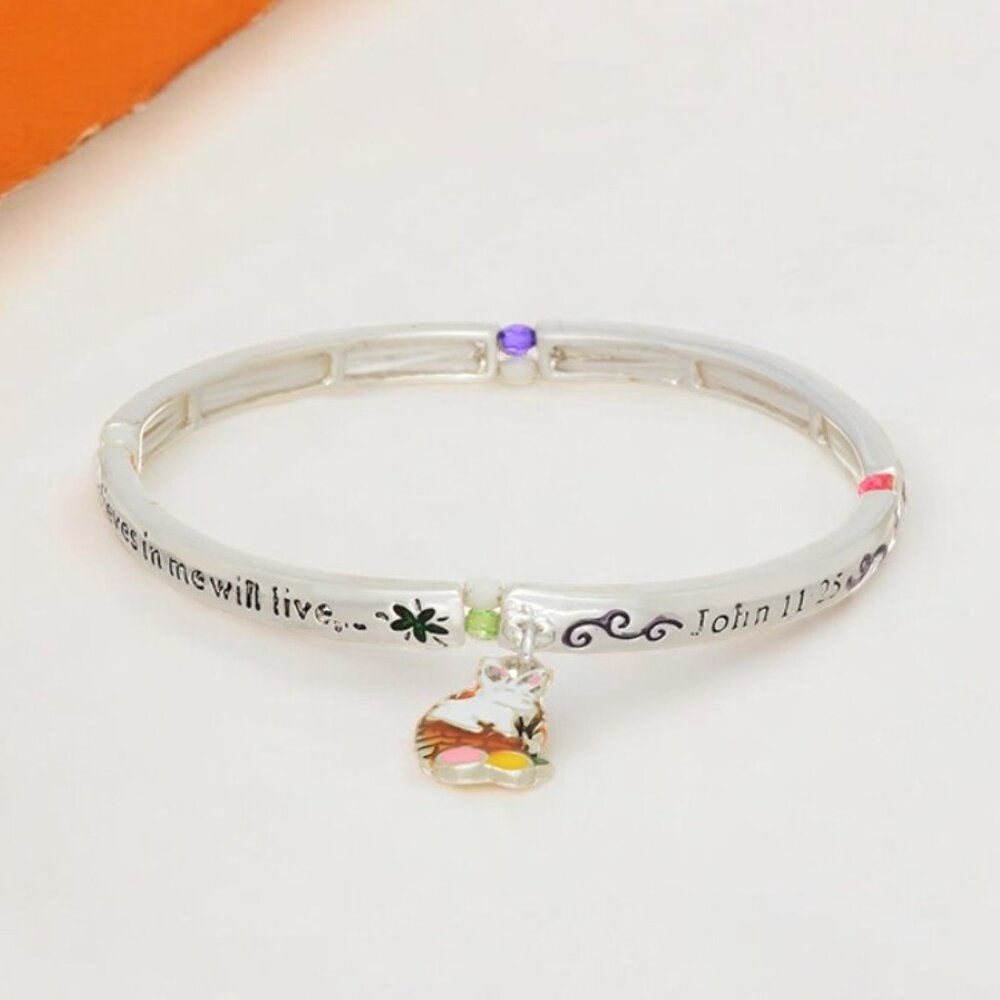 Silvertone Bunny Rabbit Stretch Bracelet